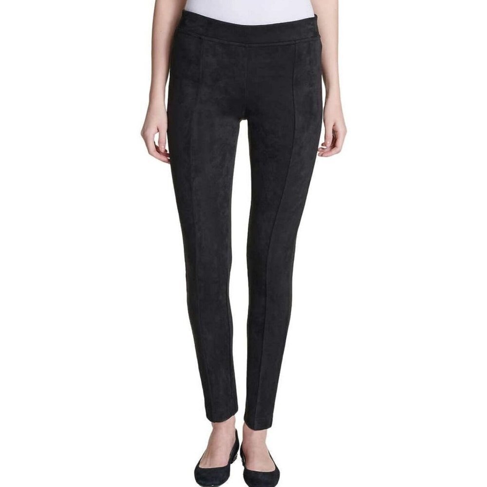Andrew Marc Black High-Rise Soft Faux Suede Pullon Pants‎ Tapered XL 37x29